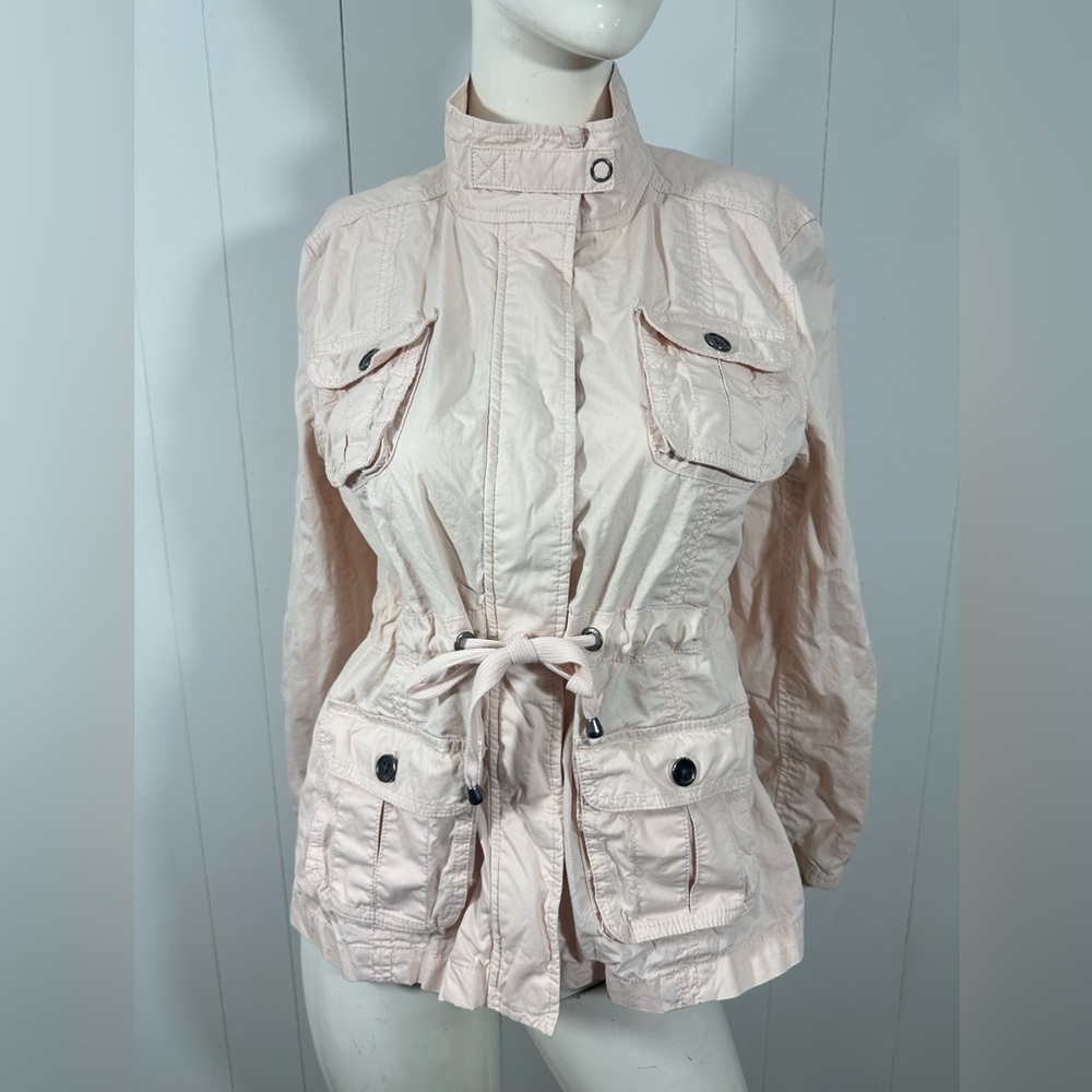 Calvin Klein Women Sz L Light pink Military Style Rolled Sleeve Utility Jacket